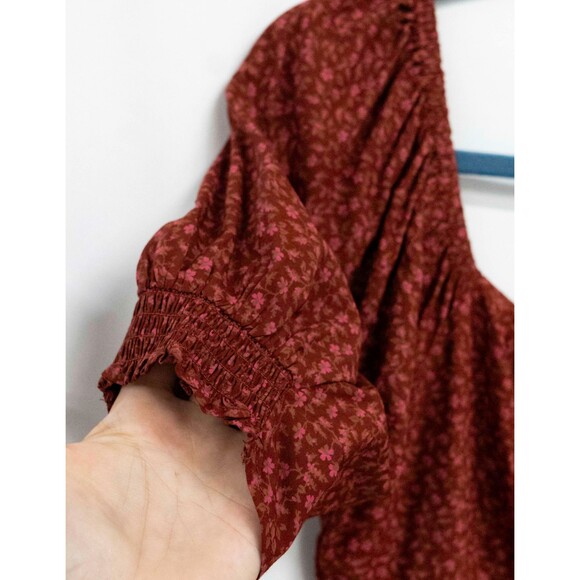 Madewell Sweetheart Puff Sleeve Midi Dress in Carmine Floral - Picture 10 of 14